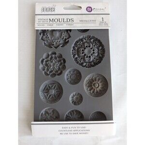 Iron Orchid Designs MEDALLIONS Art Decor Mold Prima Retired 8"